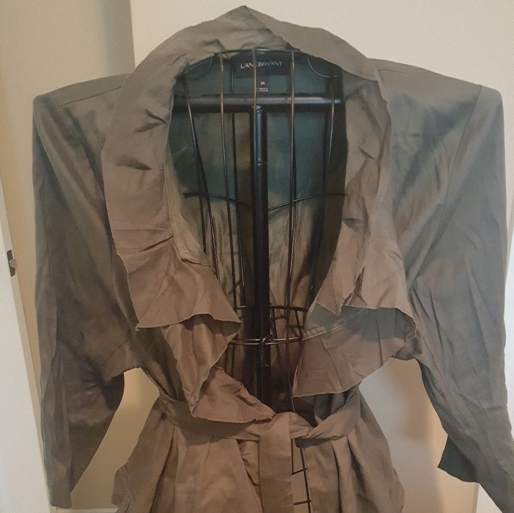 Olive jacket with waist tie